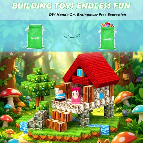 Image of GaHoo 220PCS Magnetic Blocks, Forest Magnetic Building Cubes for Kids
