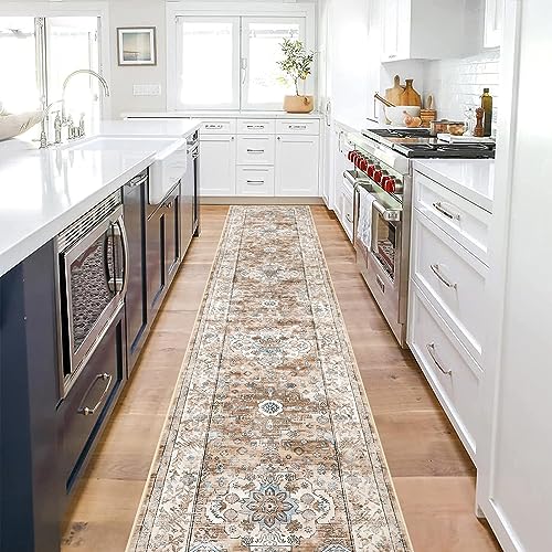 Pauwer Boho Hallway Runner Rug 2x10 Washable Entryway Area Rugs Non Slip Farmhouse Vintage Floor Mat Carpet Runner for Hallways Laundry Room Kitchen Bathroom Bedroom