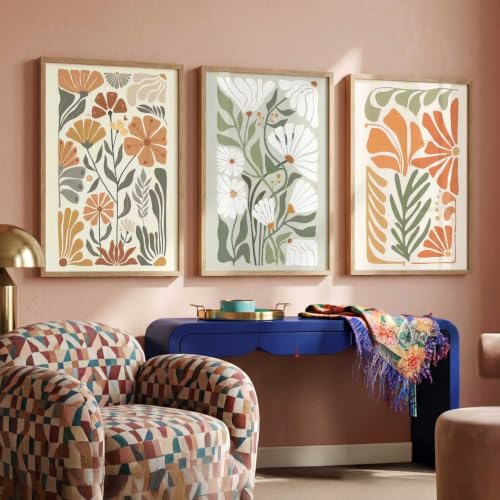 Image of kotart Modern Home Decor Boho Painting Decorative Wall Art poster With Frame For Living Room Bed Room Hotel Wall Decor Digital Reprint Set of 3