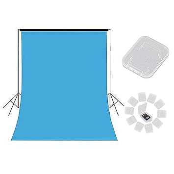 WORLD LOOK 8 x12 FT CHROMAKEY Muslin Blue LEKERA Backdrop Photography Background with Carry Bag and 5 Memory Card CASE Free