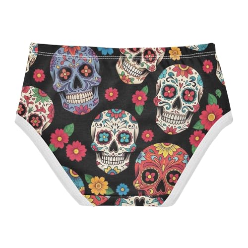 Toddler Underwear Floral 2t Cotton Cute Panties Girl Print Kids Briefs Undies Colorful Skulls Red Floral Black2