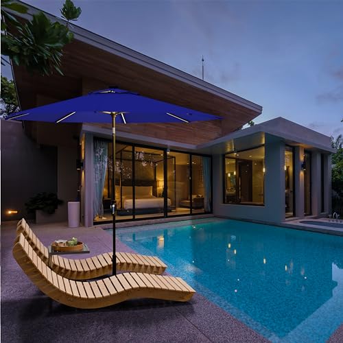 Image of Midtown Umbrellas LED Swilt - 9 Ft Solar LED Patio Umbrella, Midnight