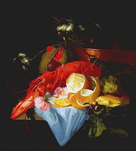 Nature morte au homard au citron toile Elias Van Den Broeck affiche décoration murale 60x90cm