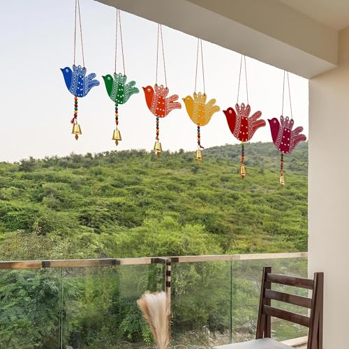 Image of Handmade 6 Birds wall Hanging for Home Decor Garden Balcony Festival Decorative Wall Hanging Home Decoration Item (Pack of 1 Set)