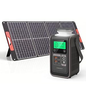 SWAREY Tragbare Powerstation mit 100W Solarpanel, 192Wh LiFePO4 Akku Powerbank, 140W Beiseitige Schnellladung USB-C, 180W Solargenerator für Camping Reisen Notfälle