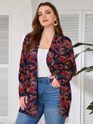 Image of AusLook Plus Size Lightweight Cardigans for Women Open Front Pockets Jacket