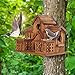 MIXUMON Bird Houses for Outside with Bird Feeder, Outdoor 3 Hole Bird House Room for 3 Bird Families Bluebird Finch Cardinals Hanging Birdhouse for Garden