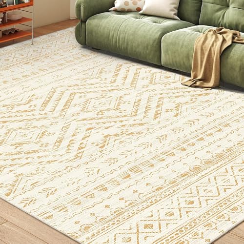 Tapis de salon géométrique crème pour une ambiance moderne et chaleureuse
