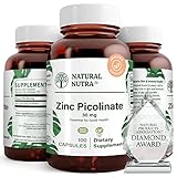 Natural Nutra Zinc Picolinate 30 mg, Double Strength, Raw and Pure, Highly Bioavailable Supplement for Growth and Immune Support, Helps Promote Skin Health, Helps Support Metabolic System 100 Capsules