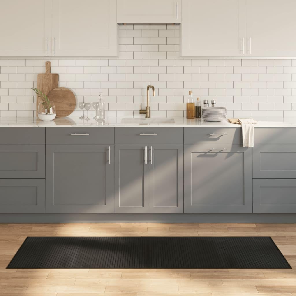 Bambusteppich Schwarz 60x200 cm - Moderner Küchenläufer rutschfest & Robust - Pflegeleichte Bambusmatte Rechteckig für Wohnzimmer, Flur und Essbereich
