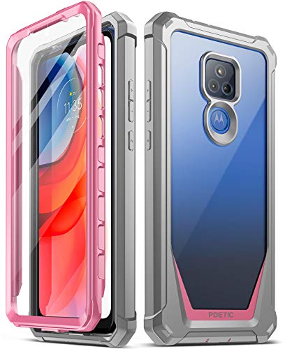 Coque Moto G Play 2021 Poetic Guardian intégrale rose et transparente