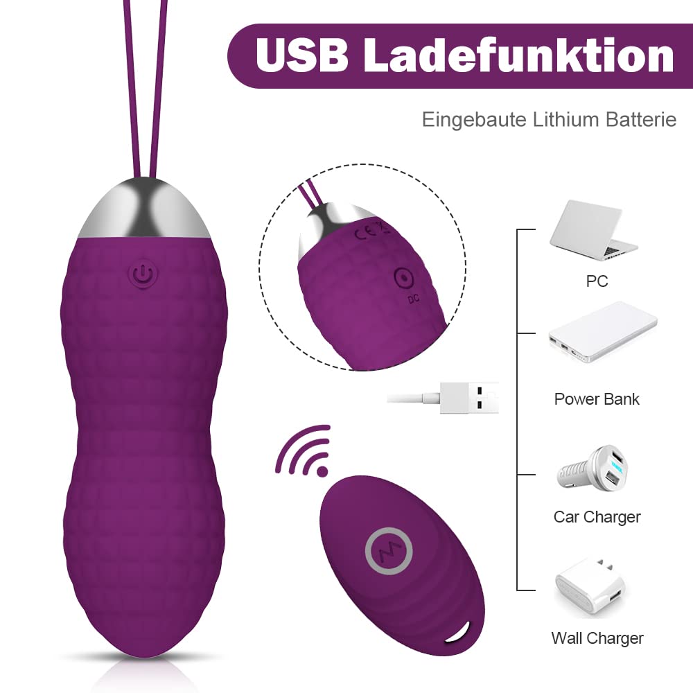 Amor bolas vibración, Allmay IPX7 vibratoren de Bullet al agua, punto G y clítoris Estimulación Bullet Vibrador con 10 m inalámbrica mando a distancia, 10 vibración