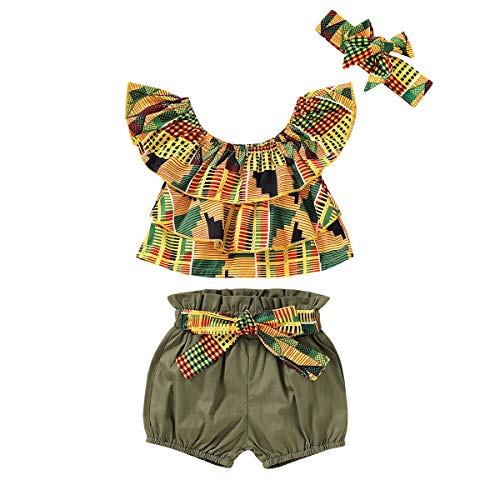 Image of YOUNGER TREE African Baby Clothes Girl Dashiki Ankara Outfit Set