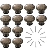Lot De 12 Boutons Ronds Vintage Pour Porte Placard Commode Trou Unique Noir 686082714372
