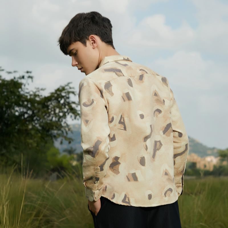 Image of CAHOOT Men's Shirt for Casual Wear | Spread Collar | Long Cuffed Sleeves | Button Closure | Shirt Crafted with Comfort Fit for Everyday Wear