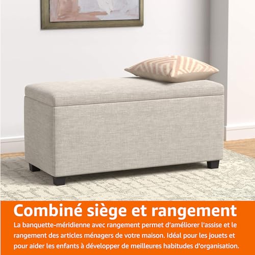 Ottomane rectangulaire beige avec rangement, charnière sécurité - Amazon