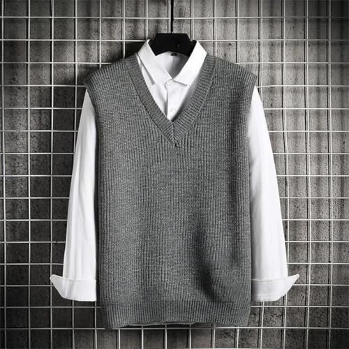 Men's V-Neck Knitted Vest Japanese Sleeveless Sweater3
