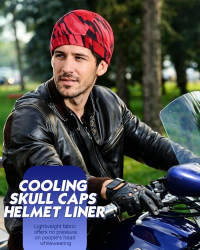Image of 9 Pcs Cooling Skull Cap Camo Liner Sweat Wicking Lightweight Cycling Cap Running Hat for Men Women