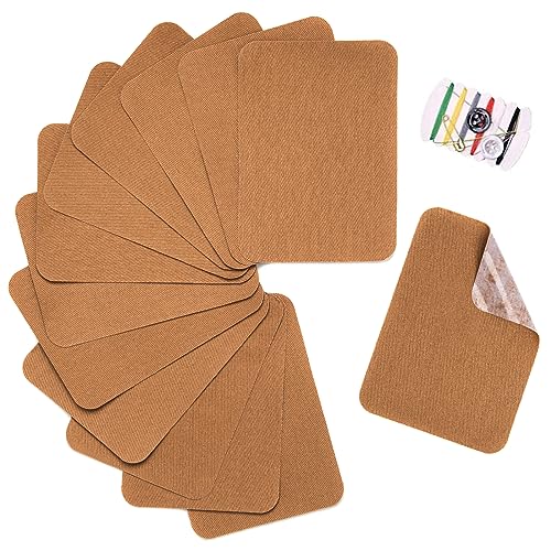 TXSN 12PCS Iron-on Repair Patch, Cotton Repair Patch for Clothes Pants Mending and Decorating Size 3" by 4-1/4", Brown