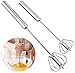 2 Piezas Batidores de Huevos, Batidor Manual Semiautomático Multifuncional, Batidor Acero Inoxidable, Batidor de Leche, Varillas de Cocina, Batidor Giratorio, para Mezclar, Batir, Espumar