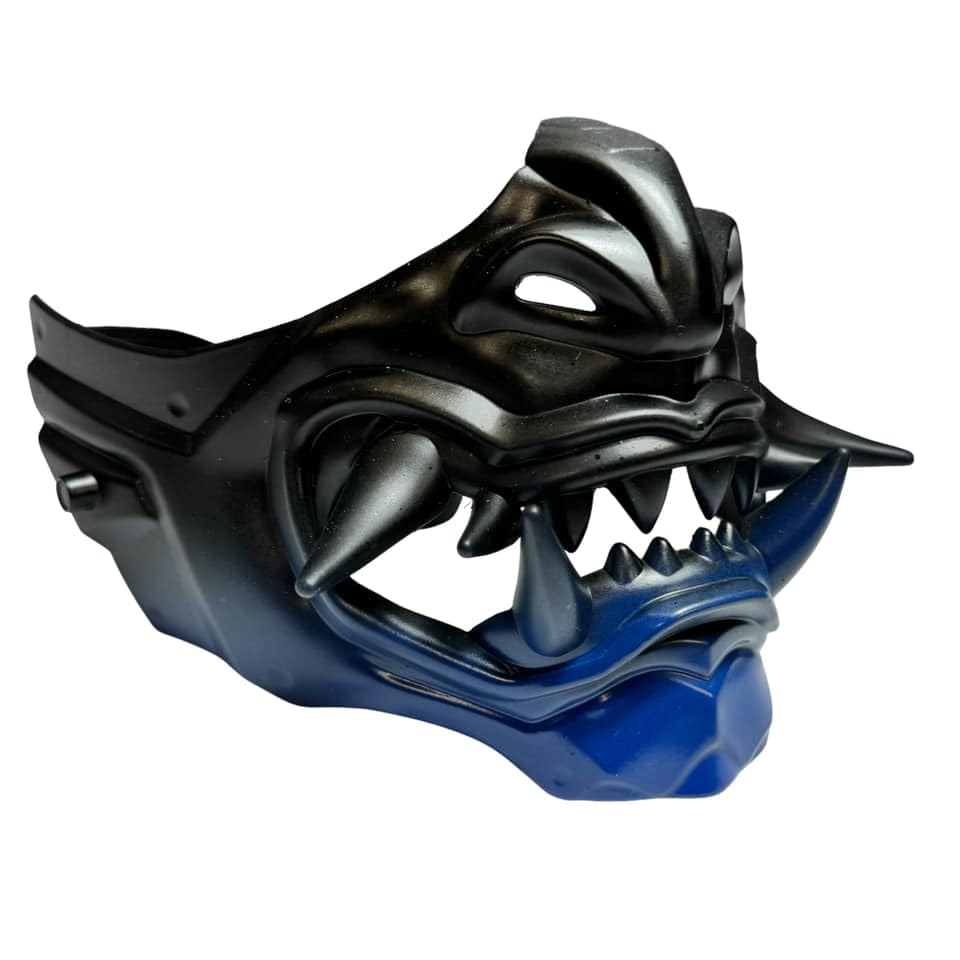 Japanese Monster Hannya Mask Demon Oni Samurai Half Face Shield (Black), One size fit most…