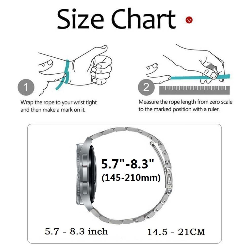 Kompatibel SAMSUNG Galaxy Watch 8 40mm 44mm/ 8 Classic 46mm Armband 2025, Galaxy Watch 8 Classic Metall Frauen Männer,Metallarmband Edelstahl Silber