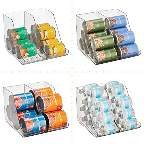 Mdesign Plastic Beverage Storage Can/Bottle Dispenser For Kitchen, Fridge, Freezer, Pantry, Organizer For Soda, Pop, Drinks, Beer, Water Bottles; Holder For 24-26 Cans, Ligne Collection, Clear #TOP2