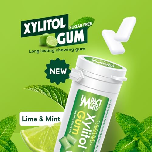 Image of inchIMPACTMINTS inch Sugar Free Xylitol Chewing Gum Assorted Flavour - Lemon, Lime & Soda (Pack of 9, 30g Each)
