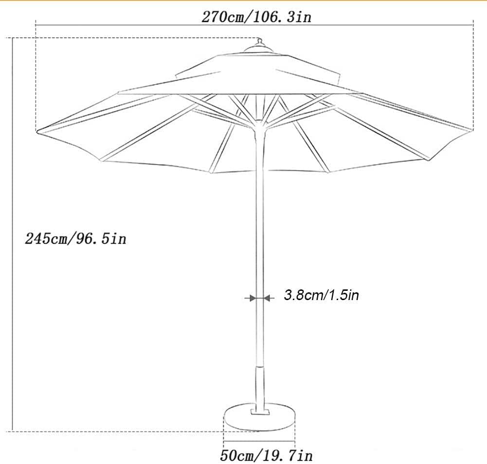 Umbrella Umbrella 8.9 Feet Patio Umbrella Pool/gazebo Sun Umbrella with Stable Cement Base, Double-Layer Reinforced Umbrella Bone, Windproof (Color : Khaki) (Beige)
