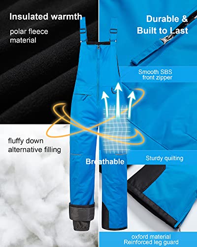 Pursky Girls Snow Pants Skiing Snowboarding Water Resistant Snow Bibs Overall Kids Boys Snow Bibs Snowpants Youth Husky Ski Pants Snowbibs Blue 14/16 #TOP3
