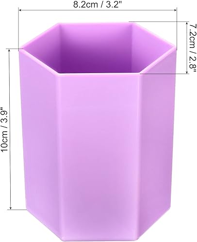 Miniatura 2 de PATIKIL Portalápices, paquete de 4 soportes de plástico para brochas de maquillaje, organizador de escritorio hexagonal, organizador de escritorio