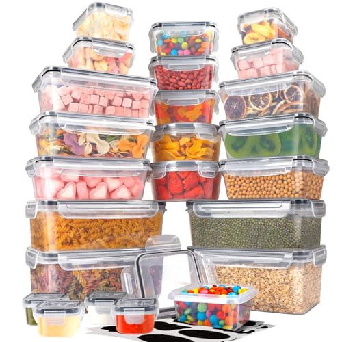YOCOLE 48 tlg Frischhaltedosen mit Deckel aus Kunststoff (24 Behälter+24...