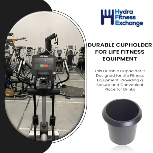 Hydra Fitness Exchange Elliptical Water Bottle Holder – Universal Gym Fitness Machine Cup Holder Durable Plastic Drink Holder for Home & Commercial Ellipticals - Life Fitness Compatible Charcoal Gray