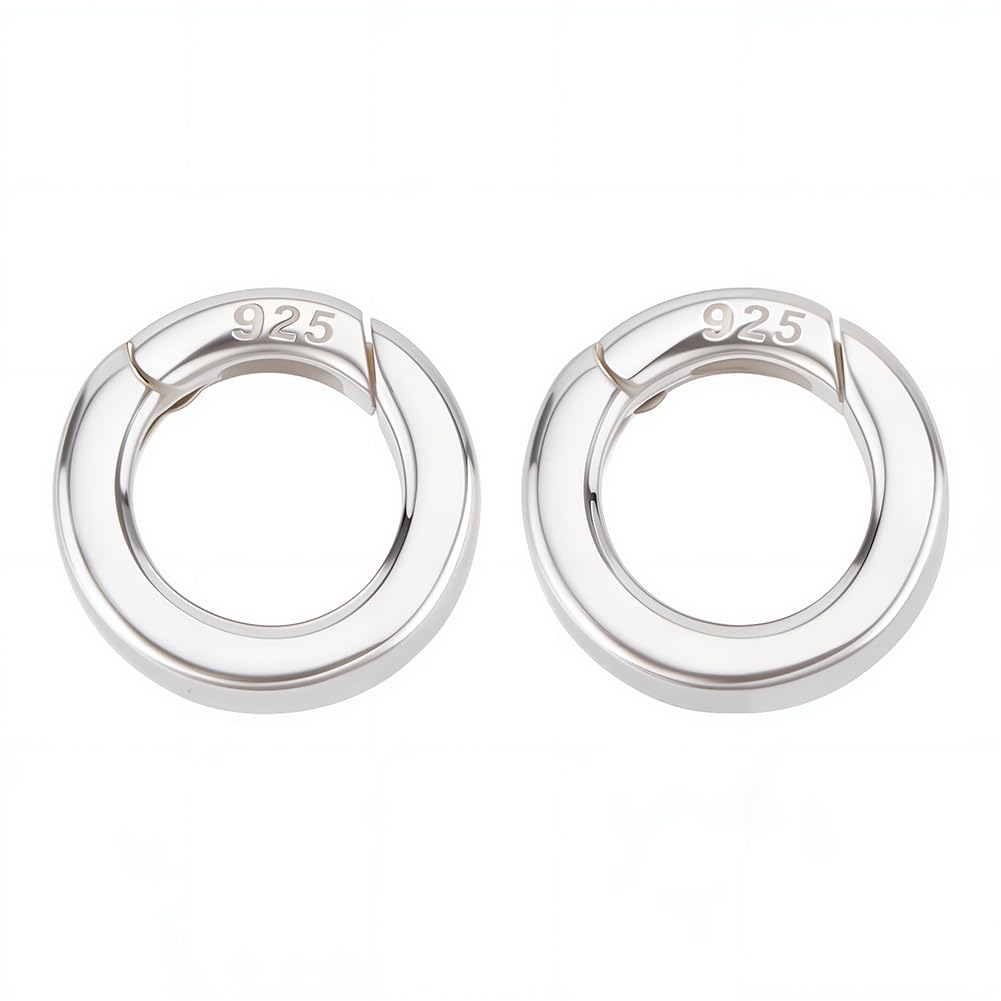 SUNNYCLUE 1 Boîte de 925 Colliers Mousqueton Rond Argent en Argent Sterling avec Clip pour Bague Anneaux à Ressort Fermoirs à Ressort Bracelet Collier Raccourcisseur Fermoir Anneaux Toriques