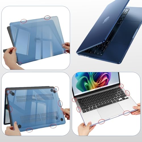 Image of Dyazo Hard Shell Case for MacBook Air 13.6 Inch 2022-2026 M2 A2681 M3 A3113 M4 A3240 M5 A3449 | Slim Protective Plastic Laptop Cover with Touch ID, Glossy Finish, Precise Fit & Heat Venting (Blue)
