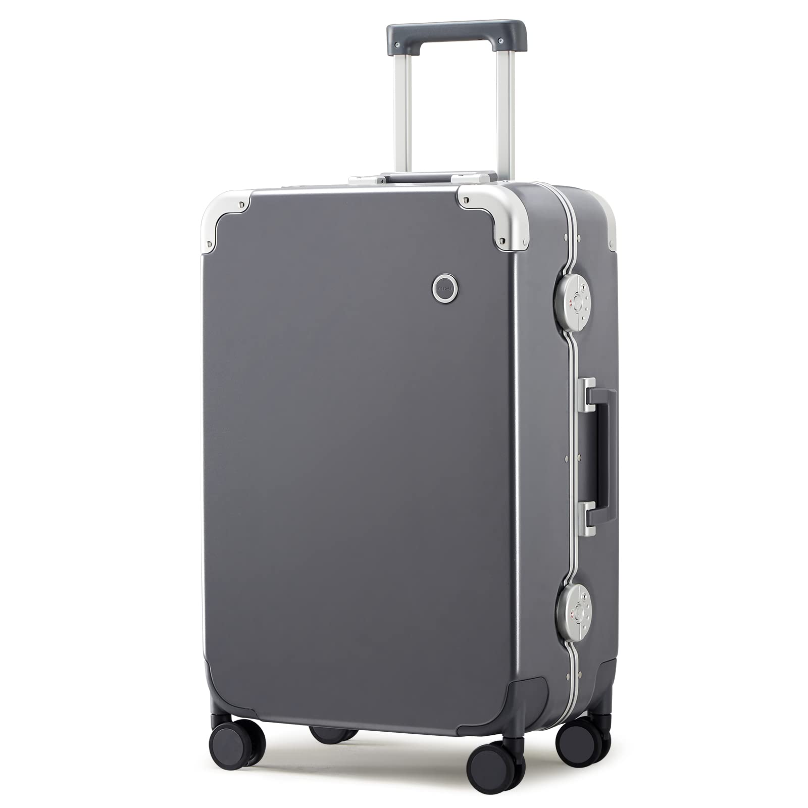 mixi Carry On Luggage 20'' Travel Suitcase Rolling Luggage Aluminum Frame PC Hardside with Spinner Wheels & TSA Lock - Rock Gray