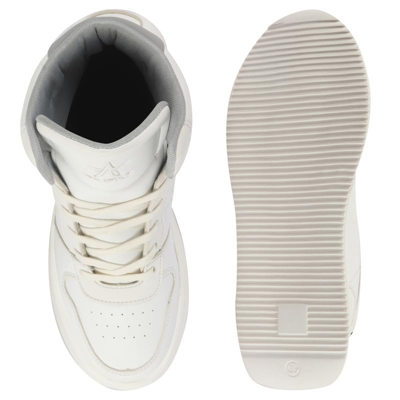Image of FAUSTO Men's High Top Chunky Classic Lace Up Sneakers|High Ankle Sneakers with Memory Cushion|Lightweight All Day Sneakers