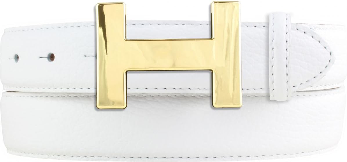 BELTINGER Cintura da donna effetto metallo in pelle bovina pieno fiore 3 cm | Cintura da donna effetto metallo 30 mm | Cintura da donna in pelle con fibbia dorata 3,0 cm