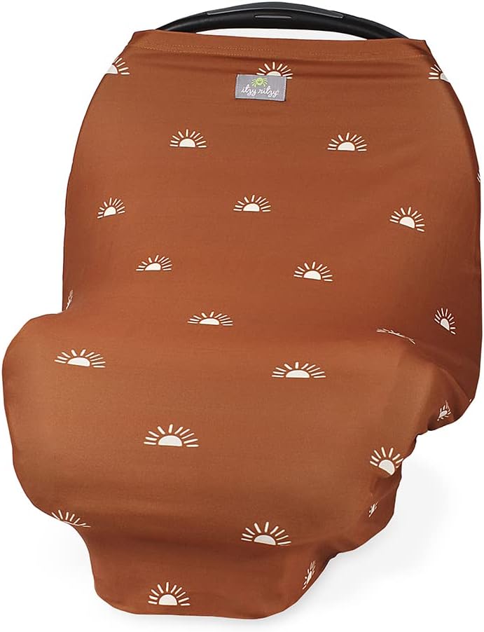 4-in-1 Nursing Cover, Car Seat Cover, Shopping Cart Cover & Infinity Scarf – Breathable, Multi-Use Nursing Cover Up for Breastfeeding, Carseat Canopy & Stroller Cover (Terracotta Sunrise)