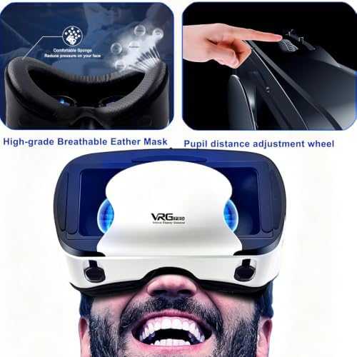 Virtual Reality Headset for Phone with Controller, 3D VR Glasses Adjustable VR Virtual Reality Goggles, Compatible 5.0-7.0 inch for iPhone & Android, for Movies Games(Black) - 4