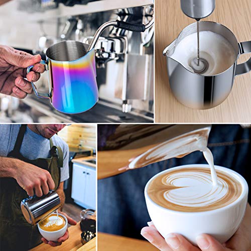 Image of Milk Frothing Pitcher Colorful 350ml (12oz) Steaming Pitchers Stainless Steel Milk Coffee Cappuccino Latte Art Barista Steam Pitchers Milk Jug Cup with Decorating Art Pen