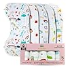 Burp Cloths Baby 5 Piece 100% Cotton and Gauze Absorbent -Muslin, face Cloths, Petit Coulee, debarbouillette Pour Bebe,Essentials,Registry Items, New Born Essentials