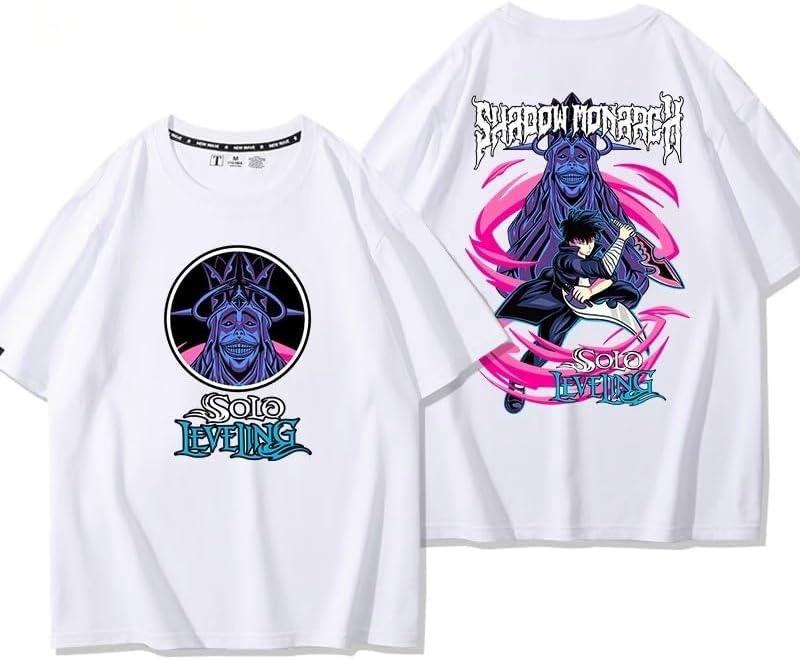 [売店] 俺だけレベルアップな件 tシャツ 半袖 夏服 日常服 水篠旬 インナーシャツ 丸首 黒 白 上着 T-shirt カジュア