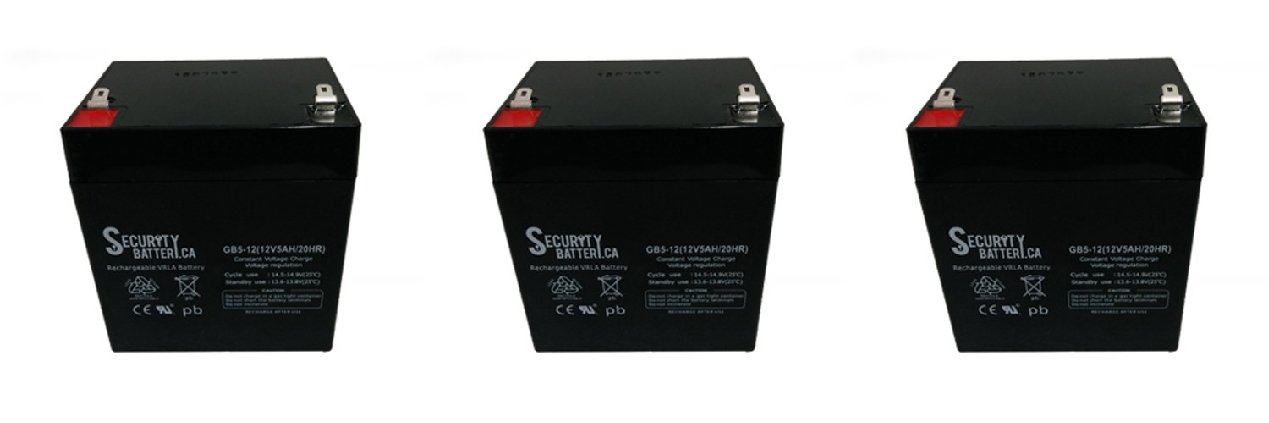 Power Sonic 12V / 5Ah High Discharge Rate VLRA Battery - 3 Pack