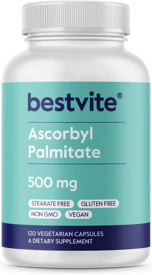 BESTVITE Ascorbyl Palmitate 500mg (240 Vegetarian Capsules) (2-Pack) - No Stearates - No Fillers - No Flow Agents