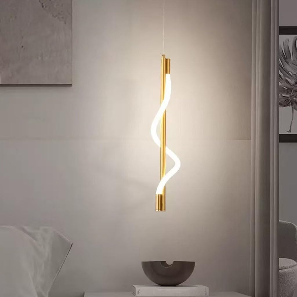 LED Pendelleuchte Modern Esstischlampe Hängelampe Kupfer Metall Hängeleuchten Höhenverstellbar Seilen Lichtschirm Kronleuchter Esszimmer küchen wohnzimmer Wärmes Licht Deckenbeleuchtung(Gold,1 head)