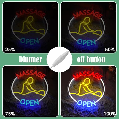 Image of Massage Open Neon Sign USB LED Massage Relax Pattern Neon Light for SPA Dimmable Switch Open LED Light Up Sign for Beauty Salon Physical Therapy Shop Business Wall Decor(12.6''*12.6'')