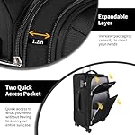 3-Piece Softside Expandable Luggage Set with Front Open Pocket, Lightweight and Durable Oxford Fabric Suitcase Set with TSA Lock (Black, 20in/24in/28in) - Image 4