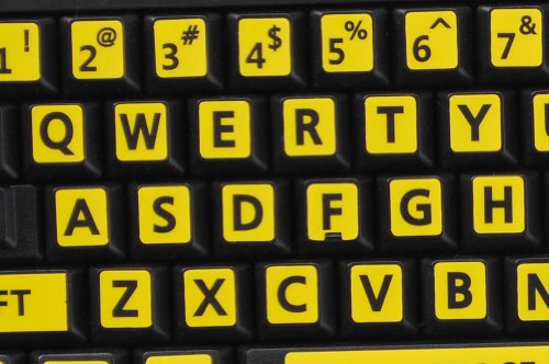 Pegatinas para teclado en inglés US mayúsculas fondo amarillo miniatura 4