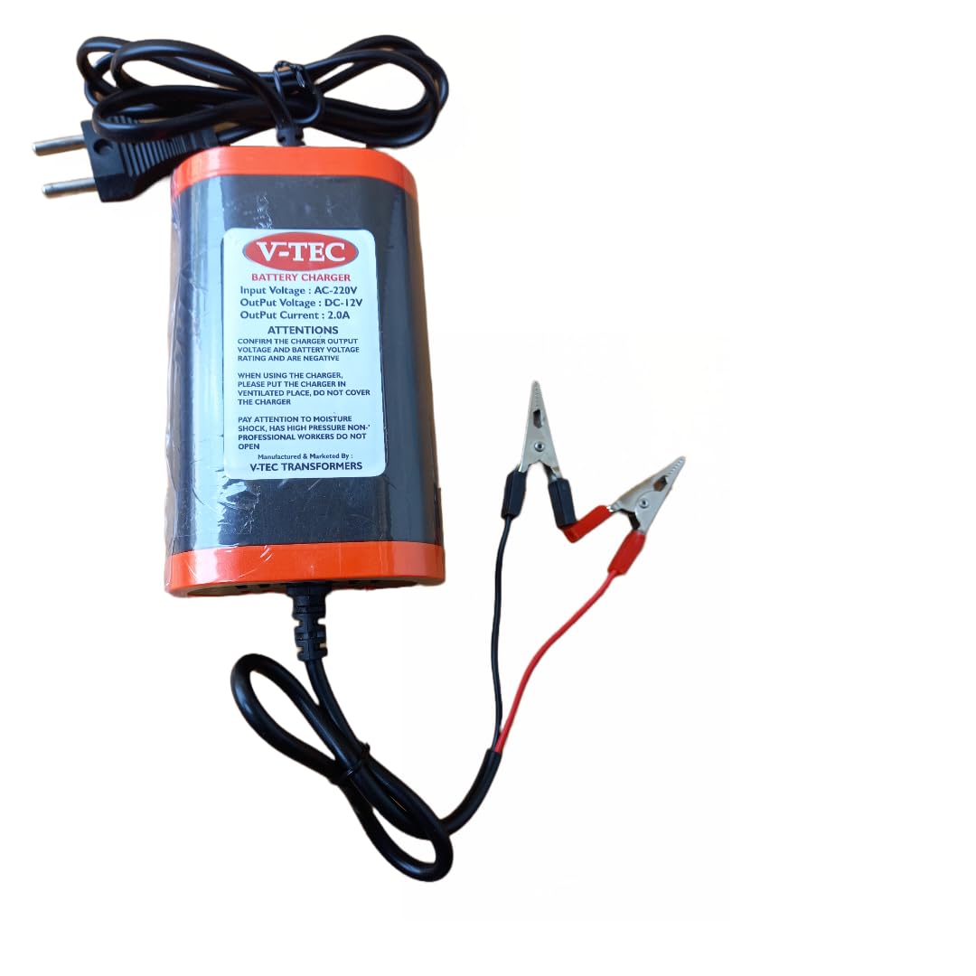 V-TEC 12v UPS Battery Charger Adaptor 14v 2 Ampere DC Automatic SMPS Battery Charger 12v 7 Ah/12v 12Ah with Battery Clip for Bike, Car, Scooty etc. (B0D2RXMTMJ) Amazon Price History, Amazon Price Tracker